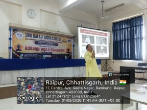 Workshop on Importance of Ashtanga yoga in Management organized by Department of Management & Life skill & Value education cell 01-09-2026