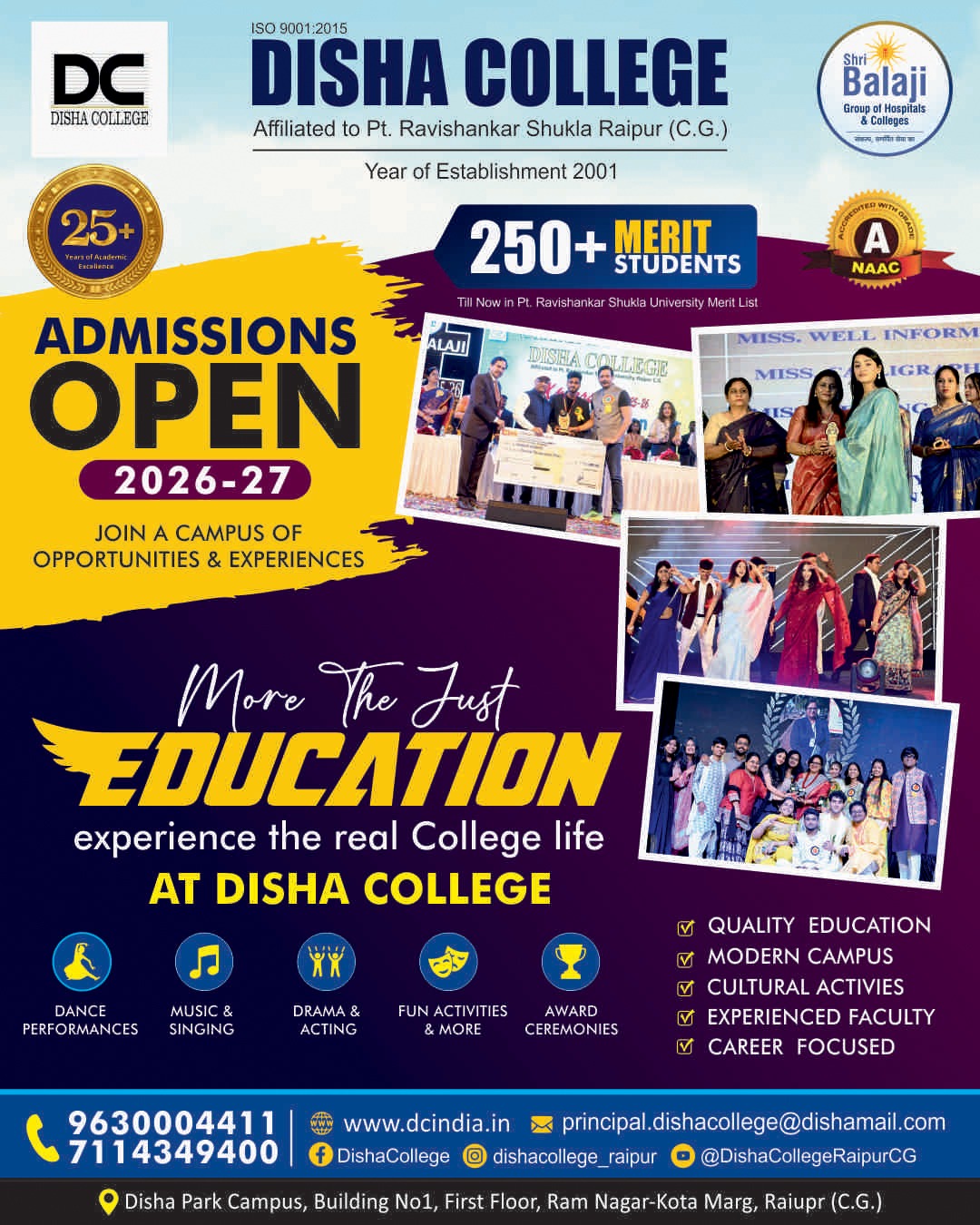 Admissions Open 2026-27 at Disha College 