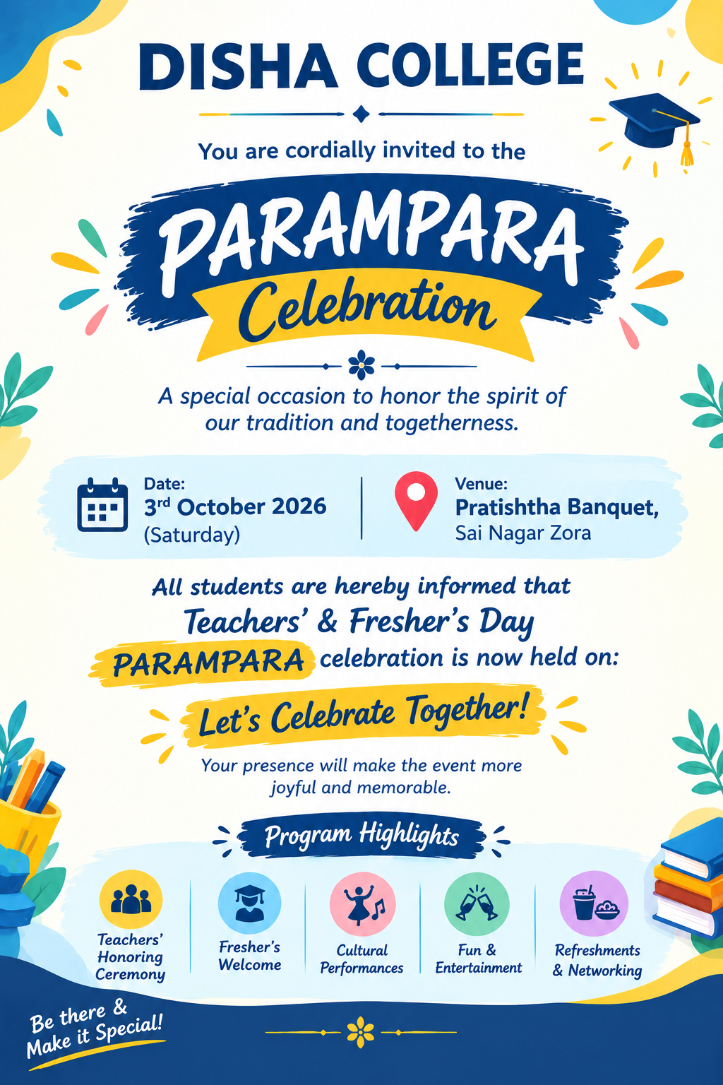 Disha College organize PARAMPARA 2026 on 03-OCt-2026