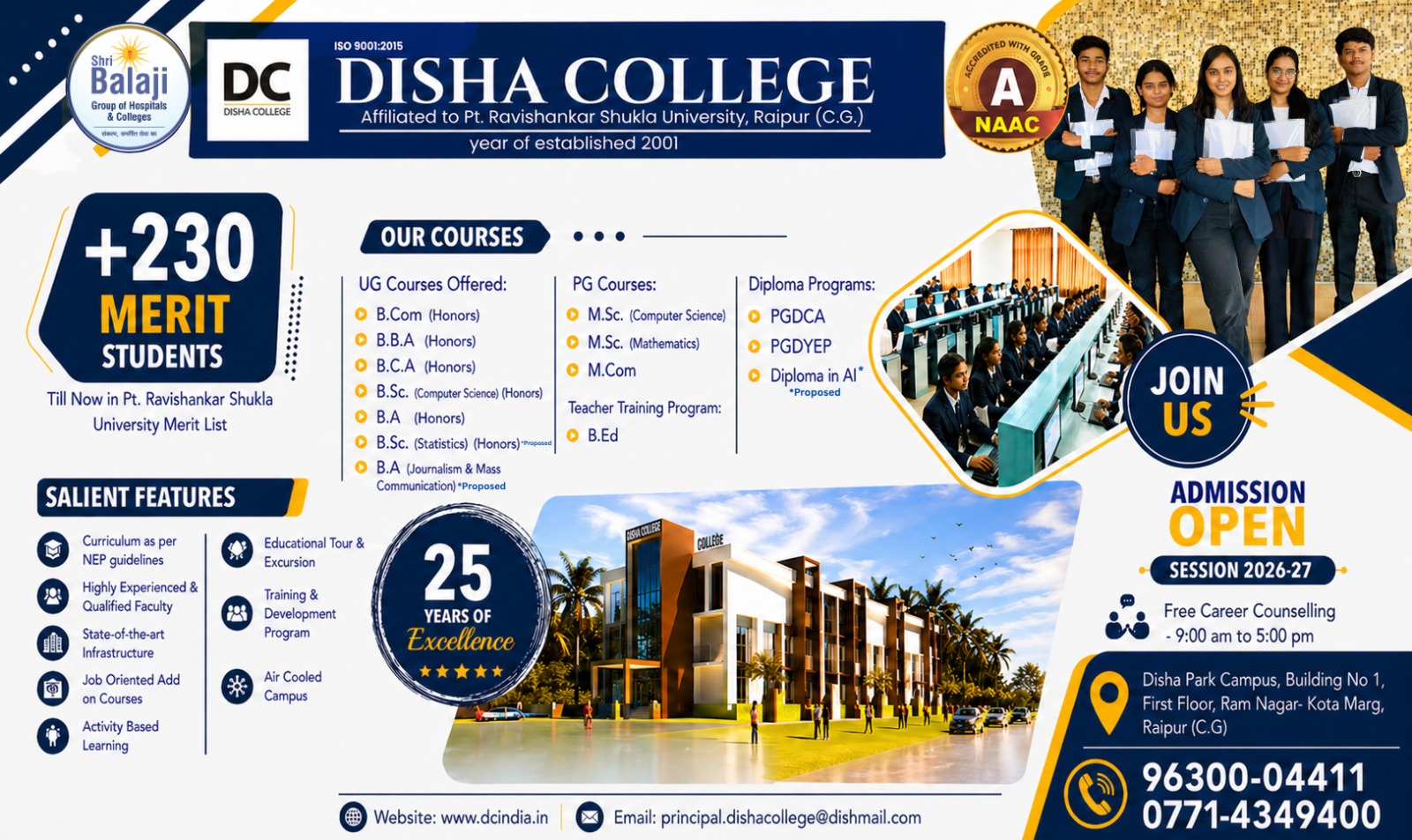 Disha College Admission Open 2026-27